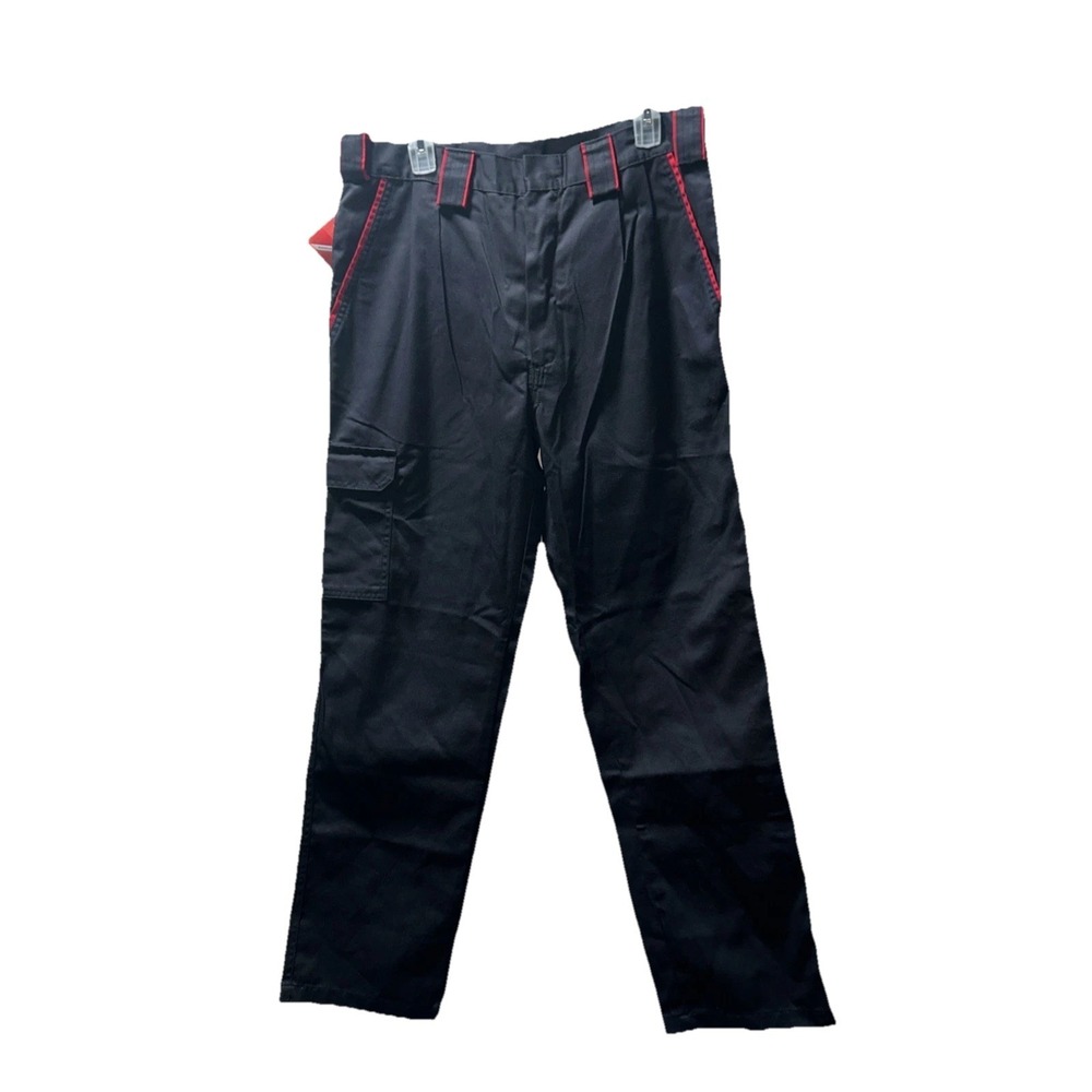 Klopman Workwear Pants Mens M Black/Red Trim Cargo Cotton Polyester 34x30 NWT